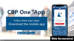 Captura de pantalla de un video publicado en el perfil de Twitter de Pete Flores, Comisionado Asistente Ejecutivo de la Oficina de Operaciones de Campo dentro de la Oficina de Aduanas y Protección Fronteriza de EEUU, que muestra la aplicación móvil CBP One.