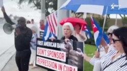Exiliados cubanos protestan contra banco que tendría vínculos con la dictadura cubana  Exiliados cubanos protestan contra banco que tendría vínculos con la dictadura cubana