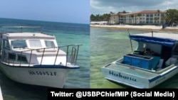 Embarcación en la que viajaban los cuatro balseros cubanos que fueron detenidos.