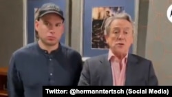 Alberto Fonseca Ortega, hermano del preso político Roberto Pérez Fonseca, y el eurodiputado Hermann Tertsch.