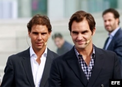 (i-e) Rafael Nadal y Roger Federer.