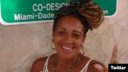 Dama de Blanco Xiomara Cruz Miranda durante una visita a Estados Unidos.