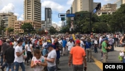 Una protesta en la Plaza de Altamira, en Caracas. (Archivo)