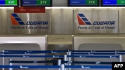 El mostrador de la estatal Cubana de Aviación.