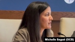 La activista cubana, Rosa María Payá, en un evento de la Fundación Memorial Víctimas del Comunismo, Washington, D.C., 18 de septiembre del 2025.