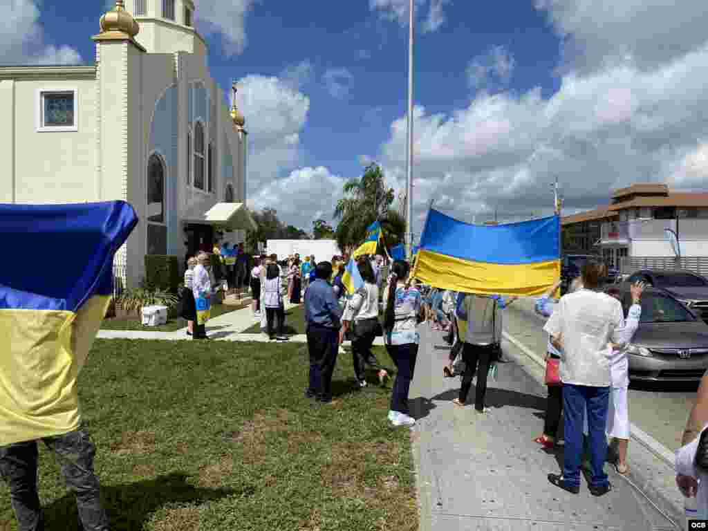Manifestación en Miami contra la invasión rusa a Ucrania.