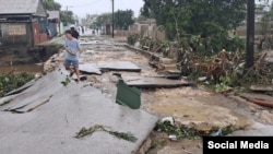 Así quedaron algunas calles de Holguín tras el impacto de Melissa.