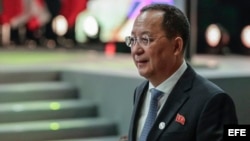 El Ministro de Relaciones Exteriores de Corea del Norte, Ri Yong-ho.