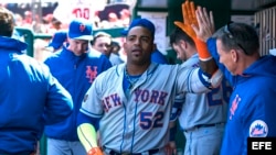 El jardinero izquierdo de los Mets de Nueva York Yoenis Cespedes.